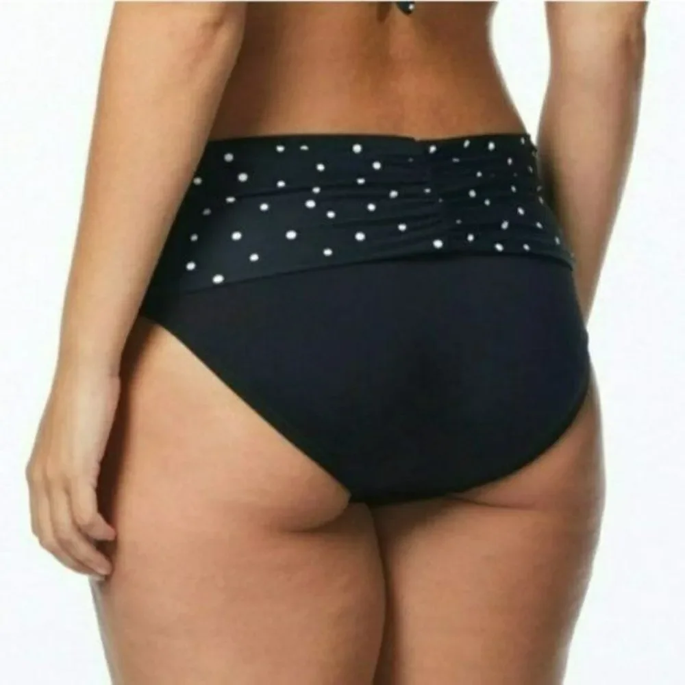 Coco Reef Polka Dot Rollover Bikini Bottom Black And White Swimwear Size S‎